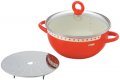 チャオゆで蒸し兼用鍋(23cm)トマトレッド 